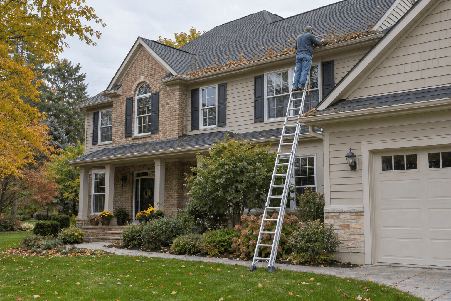 gutter cleaning ladder fall